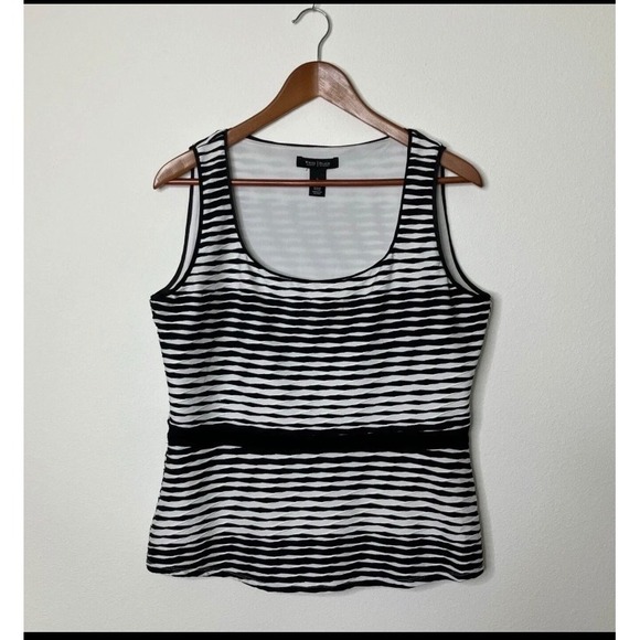 White House Black Market Tops - White House Black Market Tank Top Womens L Black White Striped Business Basics